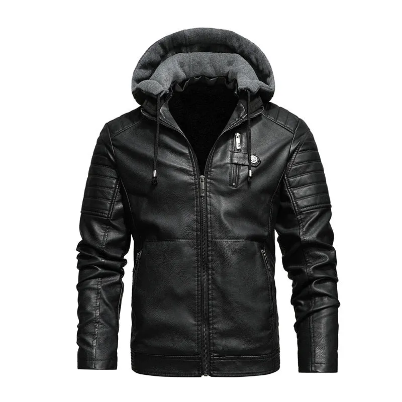 StainlessZippers ComfortWaistband West Louis? Biker Fleece Thicken Motorcycle Leather Jacket