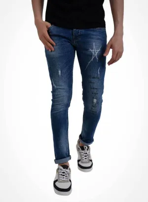 Fits Everyone Relaxed Style Outdoor Enthusiast Evening Stroll jeans -Casual Dirty Denim Jeans Pant Jeans Blue