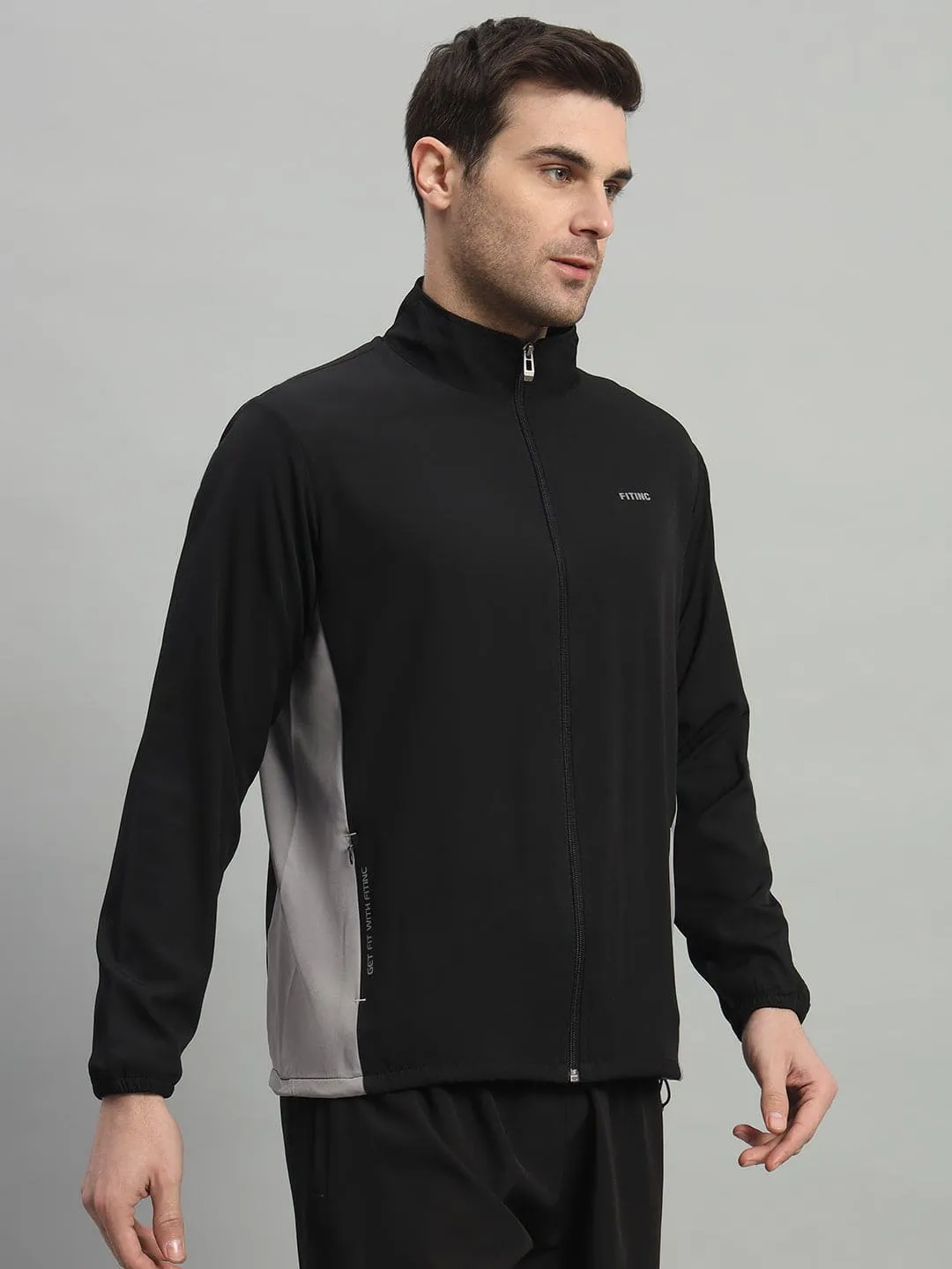 Sophisticated Style Two-Tone Sports Jacket - Black & Light Grey