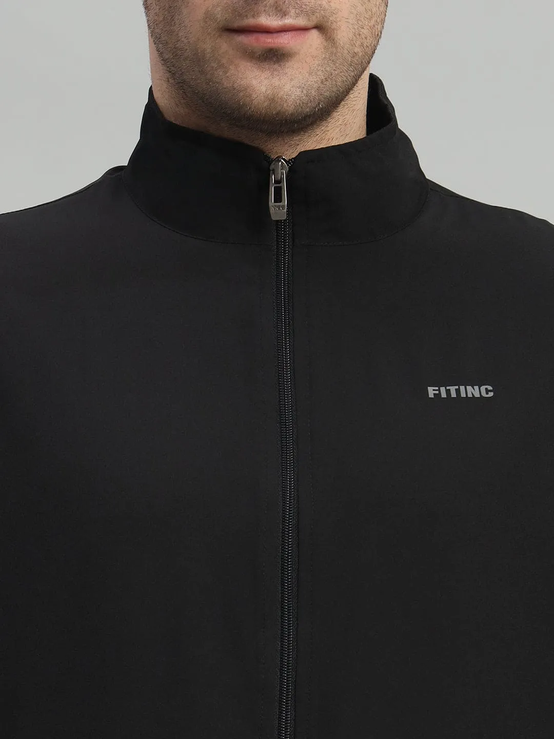 WaterRepellentSurface Two-Tone Sports Jacket - Black & Light Grey