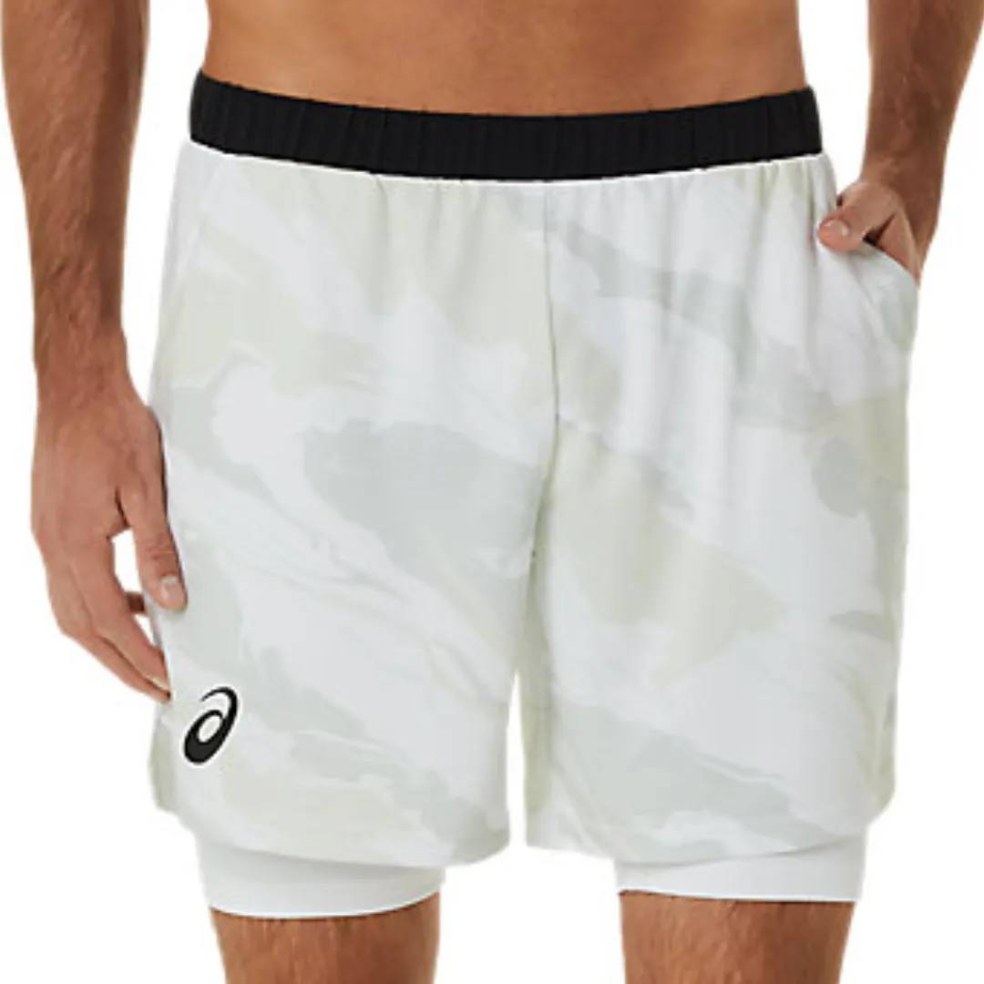 Asics Match Graphic 7 Inch Men Short - Brilliant White Sweat Resistant Fabric