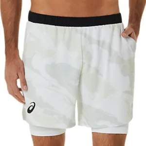 Asics Match Graphic 7 Inch Men Short - Brilliant White Sweat Resistant Fabric