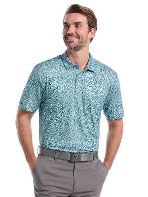 Layered Hem Reinforcement Mens Confetti Hex Print Golf Polo