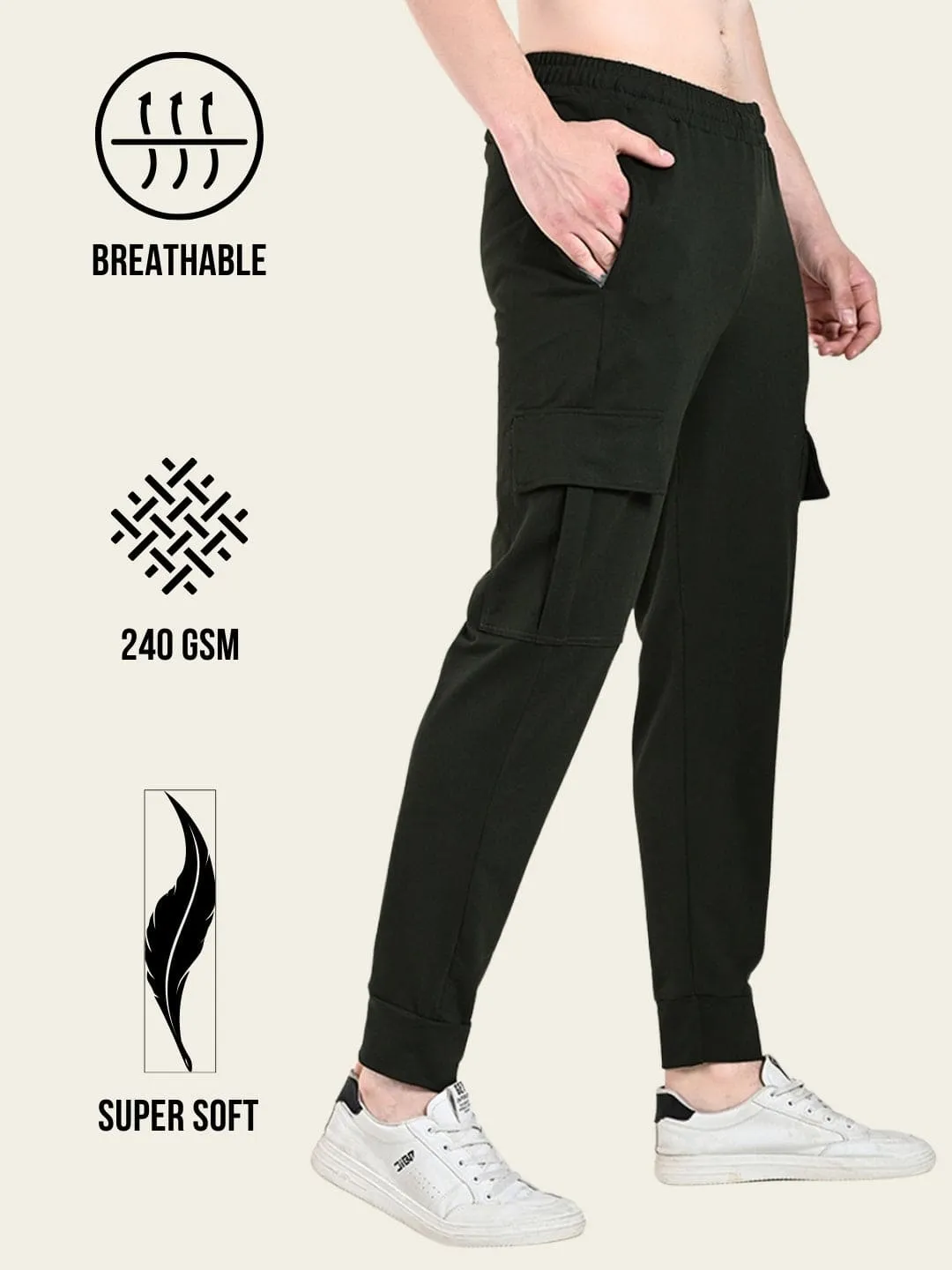 Utility Cargo Jogger with Pockets - Green Low Profile Design
