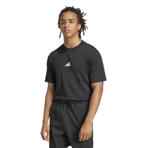 Adidas Mens Essentials Single Jersey Small Logo Tee SoftenedNeckline Ribbed Collar Design