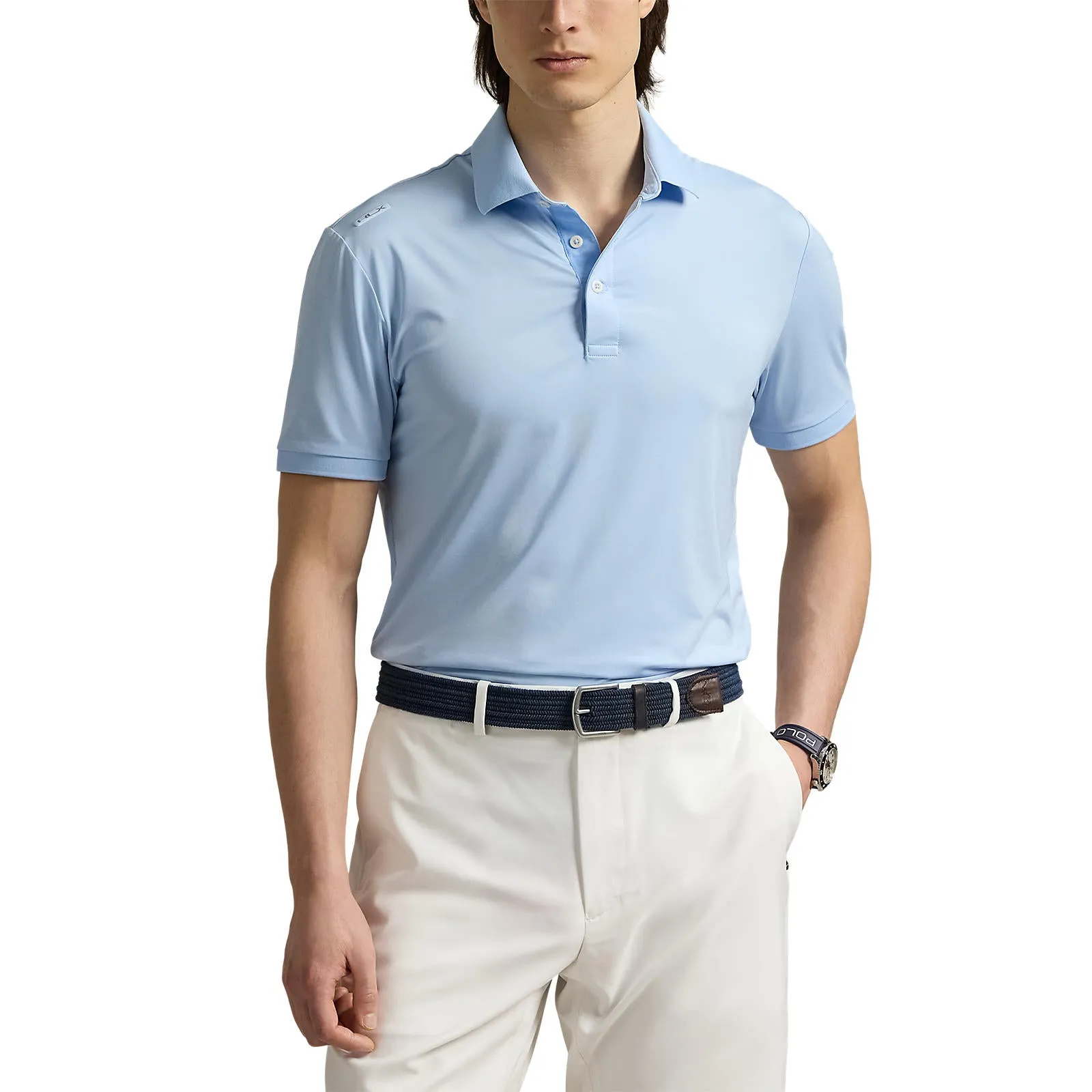 Polo Player RLX Ralph Lauren Lightweight Airflow Jersey Golf Polo Shirt - Office Blue