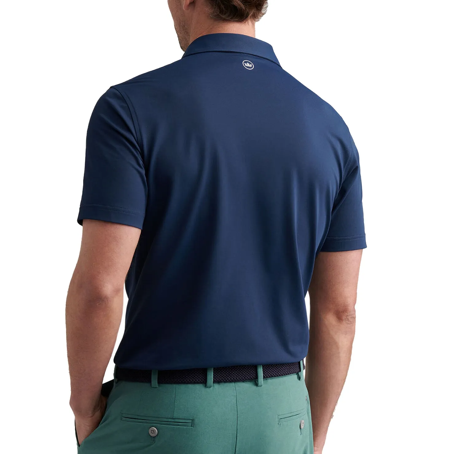 Peter Millar Soul Performance Mesh Golf Polo Shirt - Navy UVBlocking Fabric Tech Reinforced Shoulders