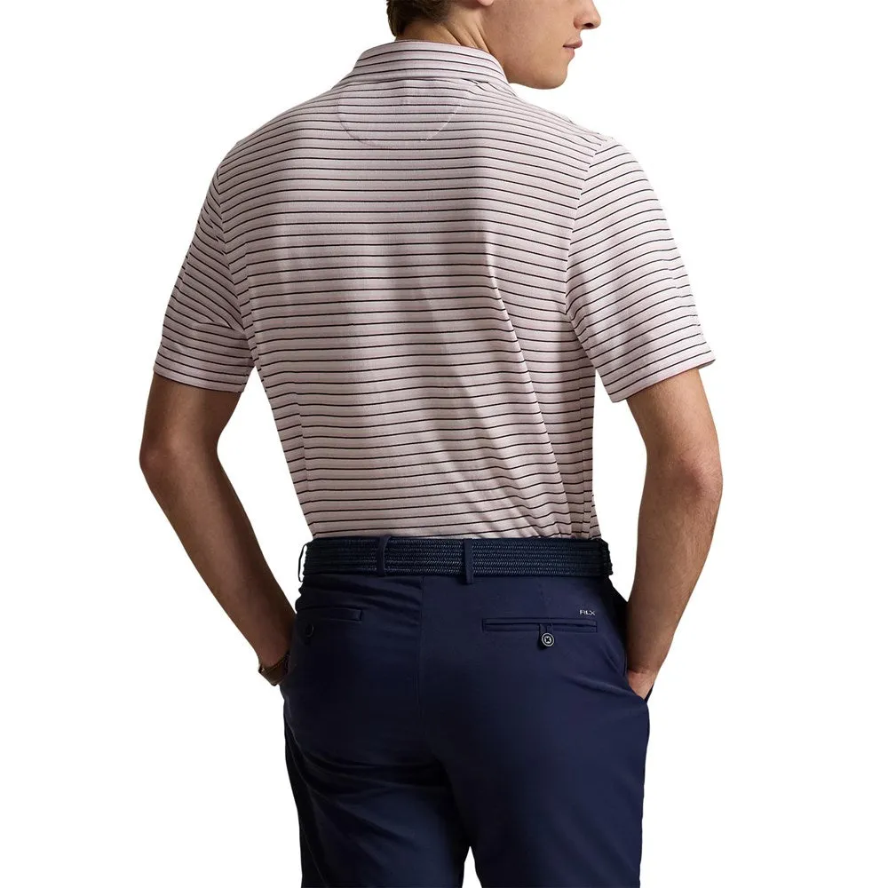 Casual Appeal RLX Ralph Lauren Stripe Tour Pique Golf Polo Shirt - Garden Pink Multi