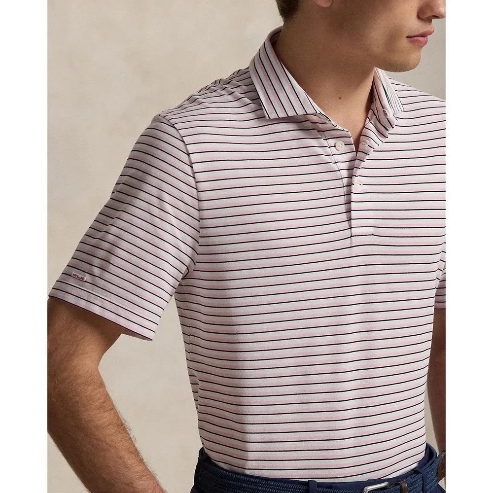 RLX Ralph Lauren Stripe Tour Pique Golf Polo Shirt - Garden Pink Multi Effortless Layer Everyday Look