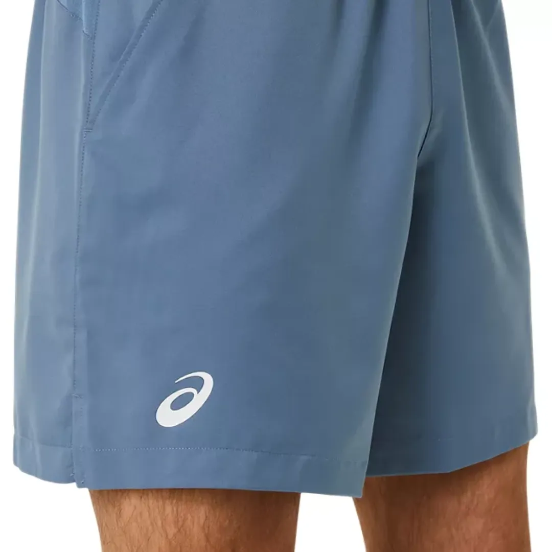 NoChafeFinish Dual Zone Ventilation Asics Men Court 7in Short - Steel Blue