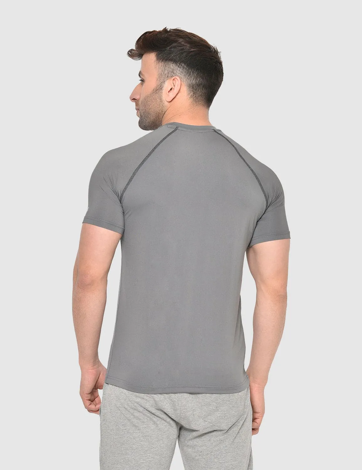 Athletic Workout Solid T-shirt - Grey Lightweight Comfort Casual and Soft