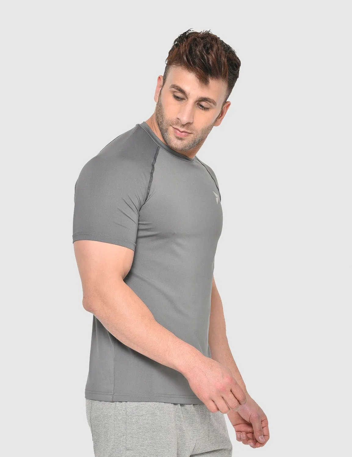 Athletic Workout Solid T-shirt - Grey Vintage authenticity