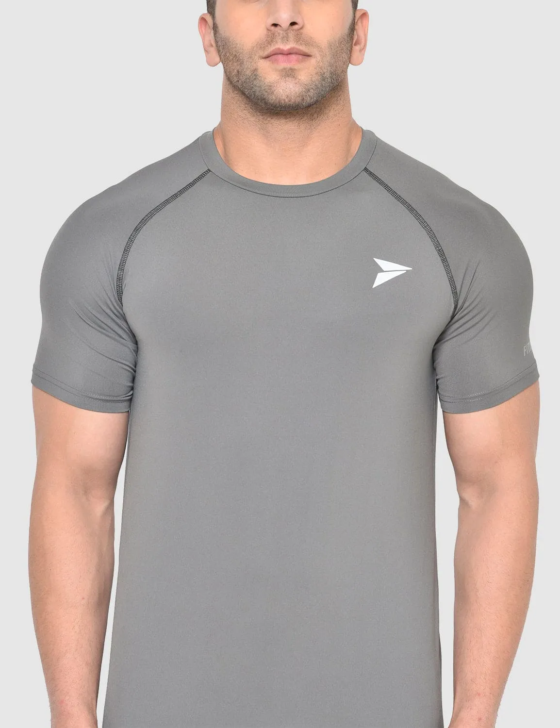 Stylish and Cozy Athletic Workout Solid T-shirt - Grey