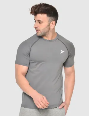 Summer Ready Athletic Workout Solid T-shirt - Grey