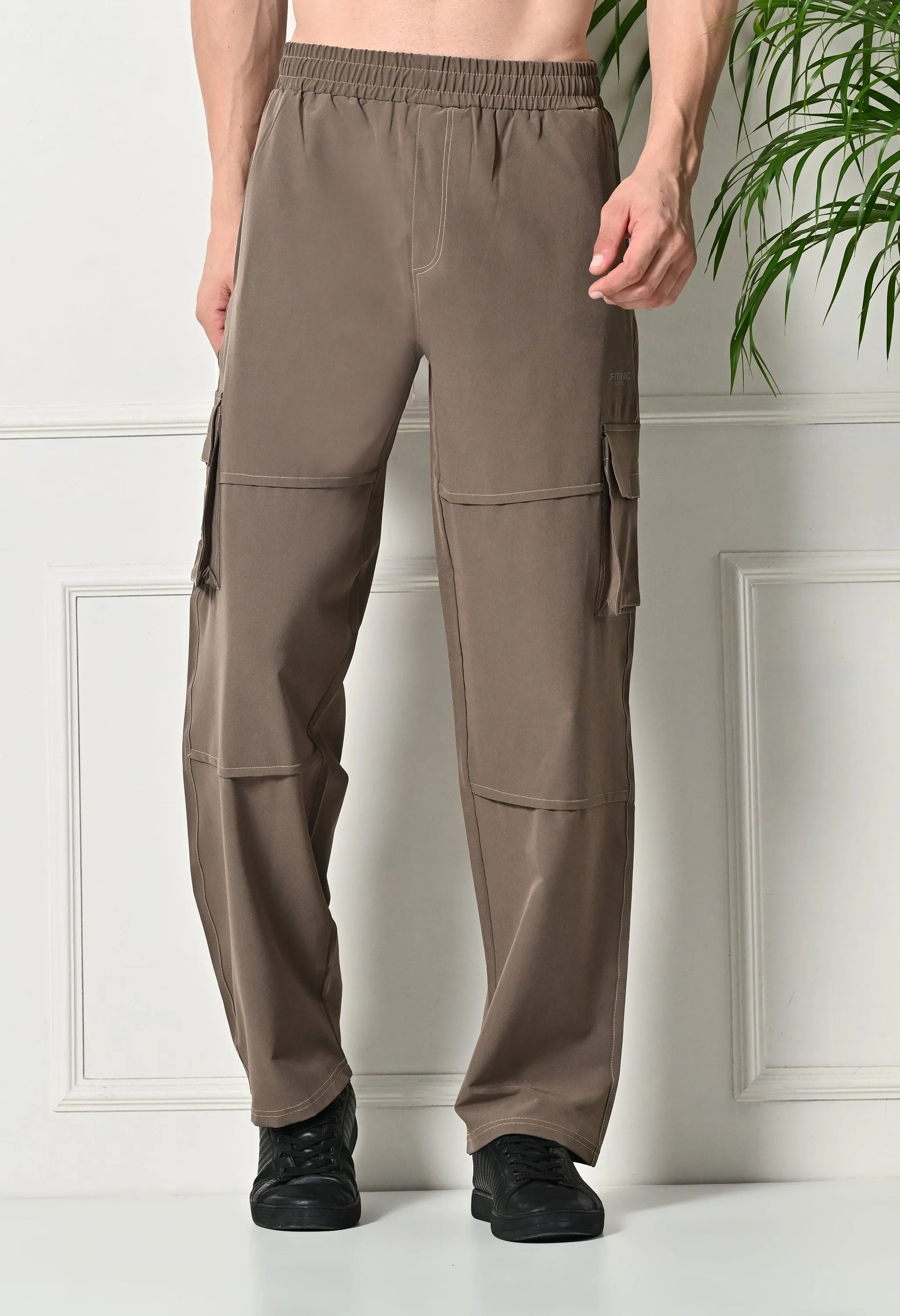 All-Purpose 6-Pocket Cargo Pants - Coffee Brown All weather Stretchable Design