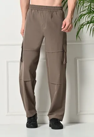 All-Purpose 6-Pocket Cargo Pants - Coffee Brown All weather Stretchable Design