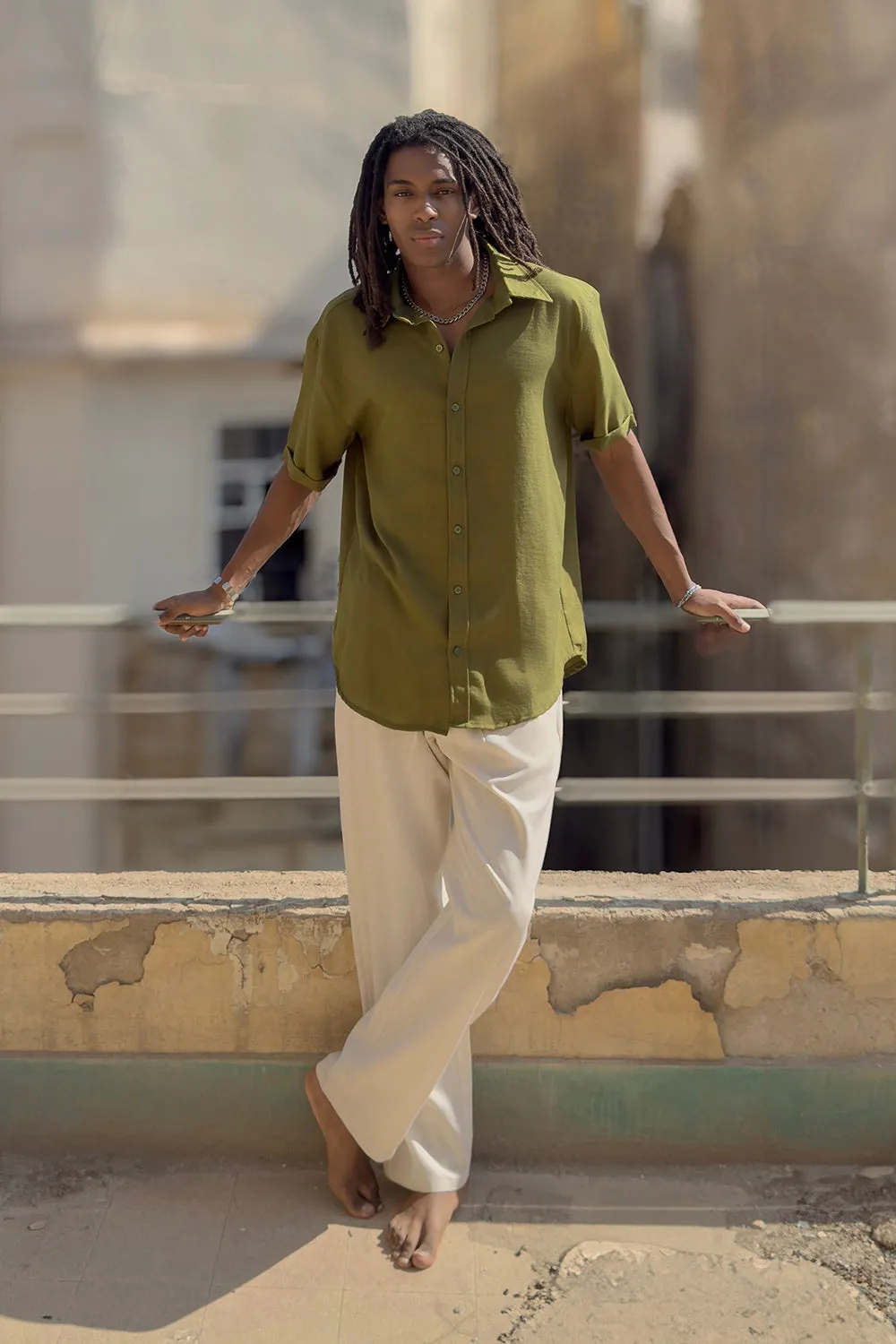 Fit Freedom Active Design Beige Relax Linen Trousers