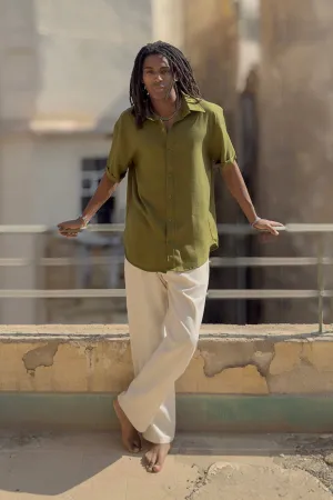 Structured fabric Beige Relax Linen Trousers