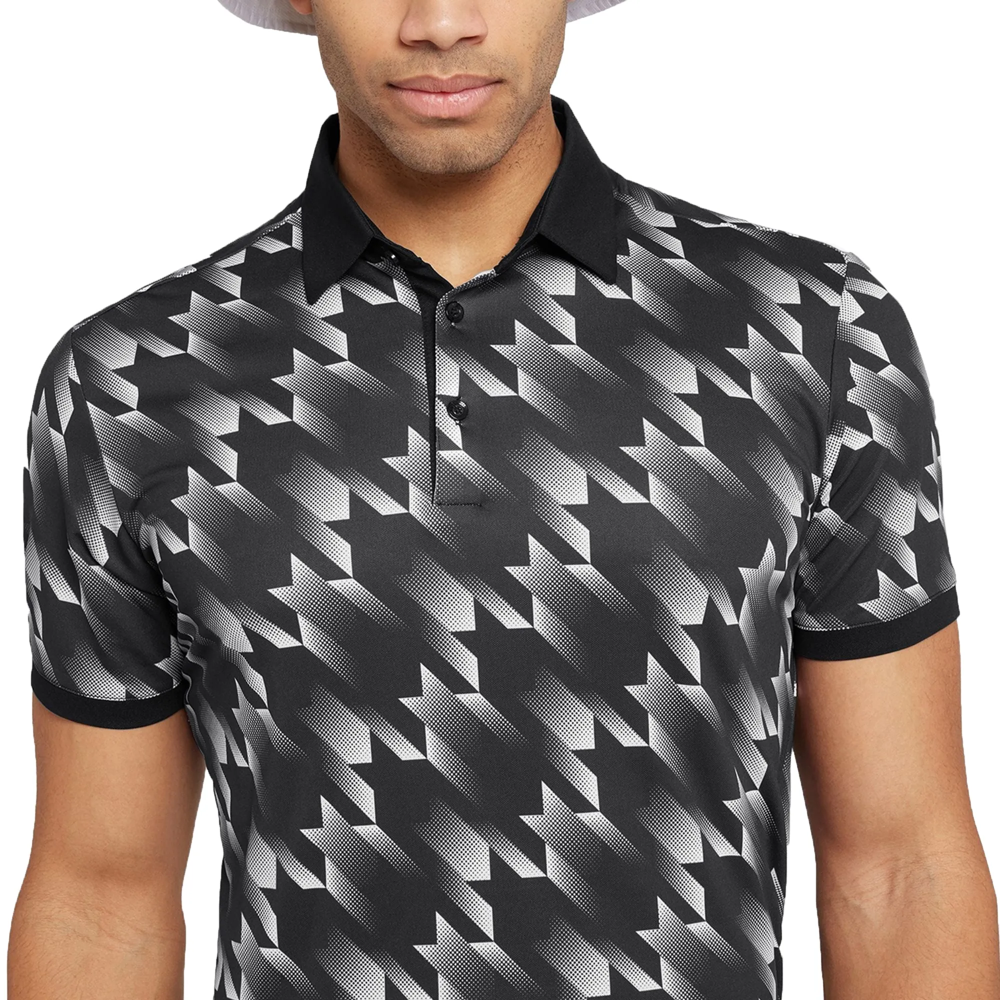 Galvin Green Miles Breathable Golf Polo Shirt - Black/White Breathable Airflow Channels