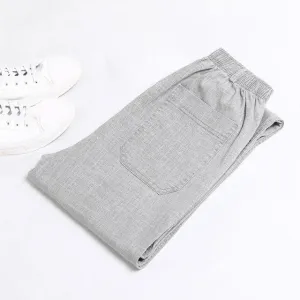 Multi-way wear West Louis? Thin Elastic Waist Linen Summer Pants