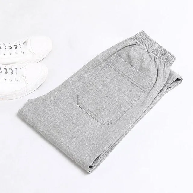 Minimal Bulk West Louis? Thin Elastic Waist Linen Summer Pants