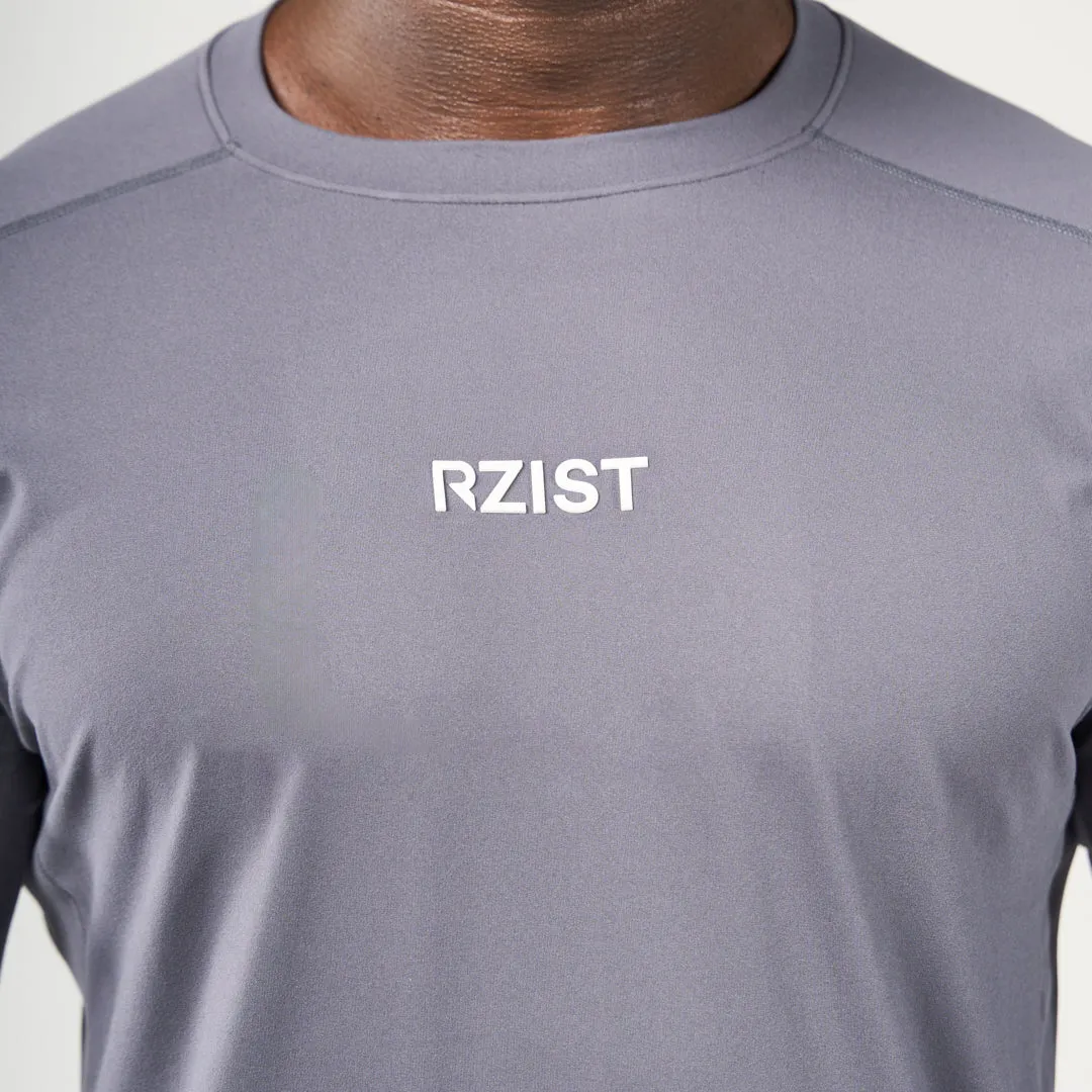 Garment Washed Texture Light and Fresh Performance Long Sleeves Tee - Iron Gate