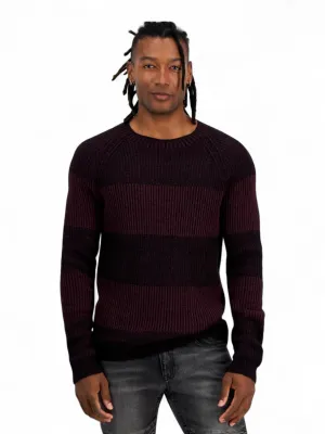 Men's Knitted Sweaters,Burgundy/Black Cotton Blend Chill Outfit