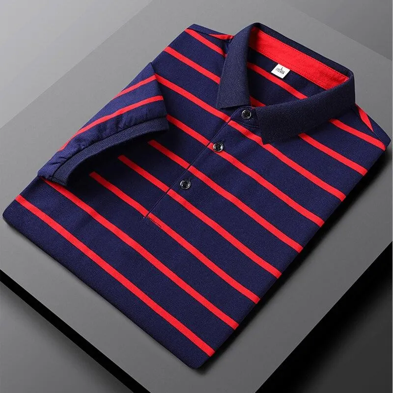 West Louis? Slim Fit Striped Polo Shirt Outdoor Wear Summer Golf