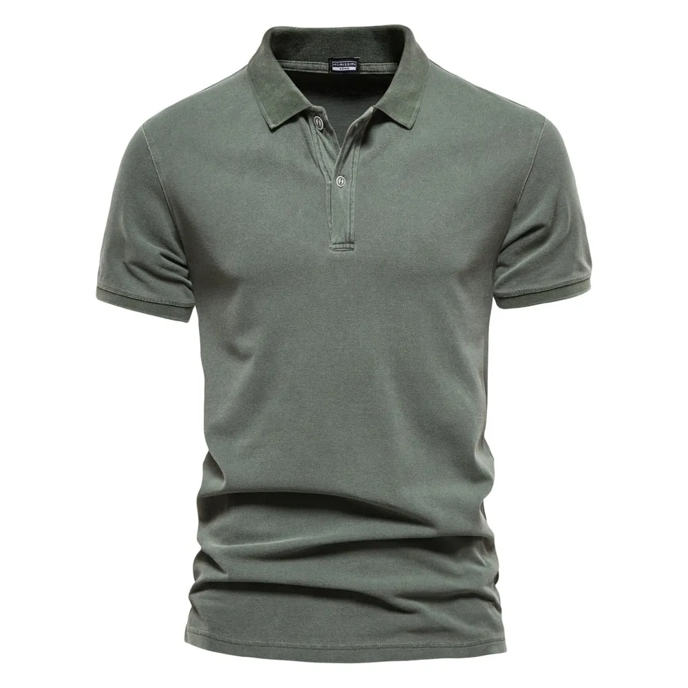 West Louis? 100% Cotton Casual Short Sleeve Turndown Polo Shirt Tagless Collar Versatile Shirt