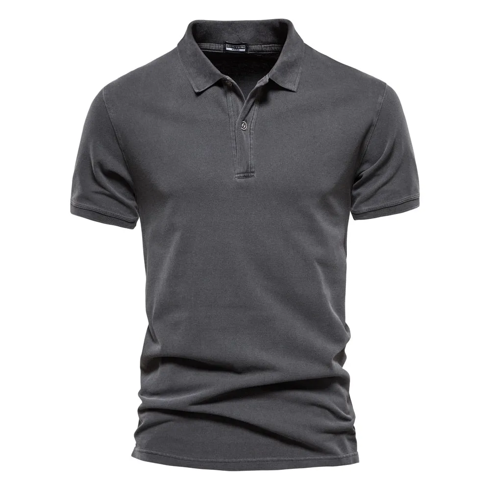 West Louis? 100% Cotton Casual Short Sleeve Turndown Polo Shirt Soft Material Sporty Flex