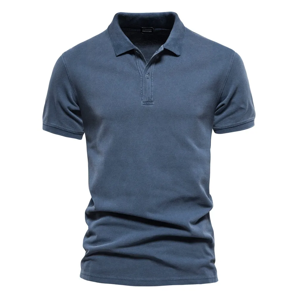 West Louis? 100% Cotton Casual Short Sleeve Turndown Polo Shirt Casual Ease Relaxed Design