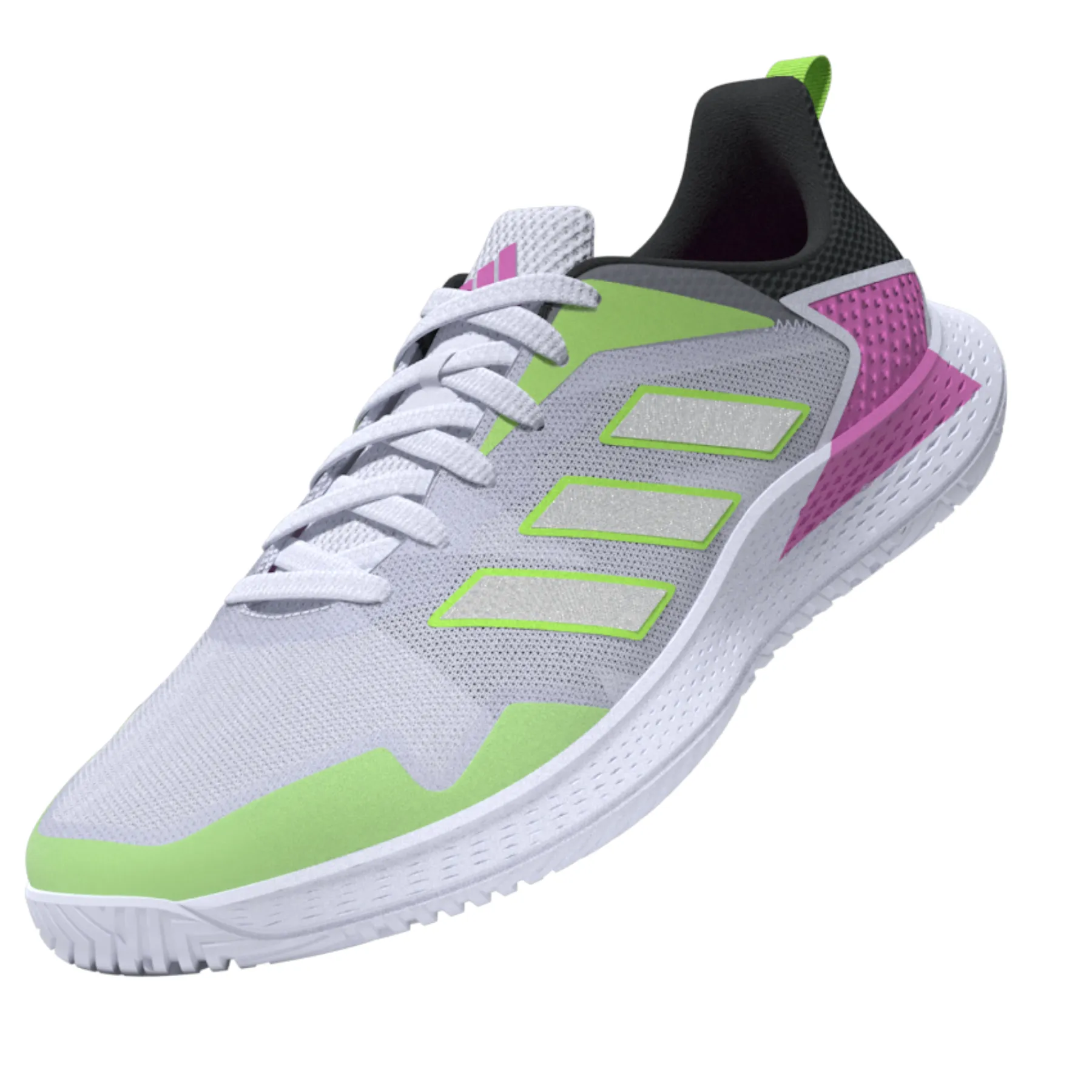 Adidas Performance Defiant Speed Men Tennis Shoes - Crystal White/Silver Metallic/Carbon Wear Resistant Foreguard Neutral Foot Strike