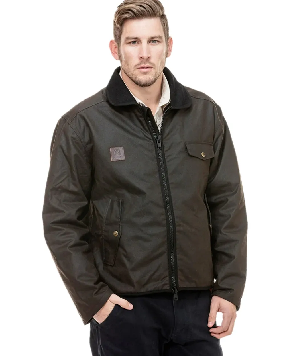 Swanndri Mens Waimak Oilskin Jacket With Wool Lining Glass Fit