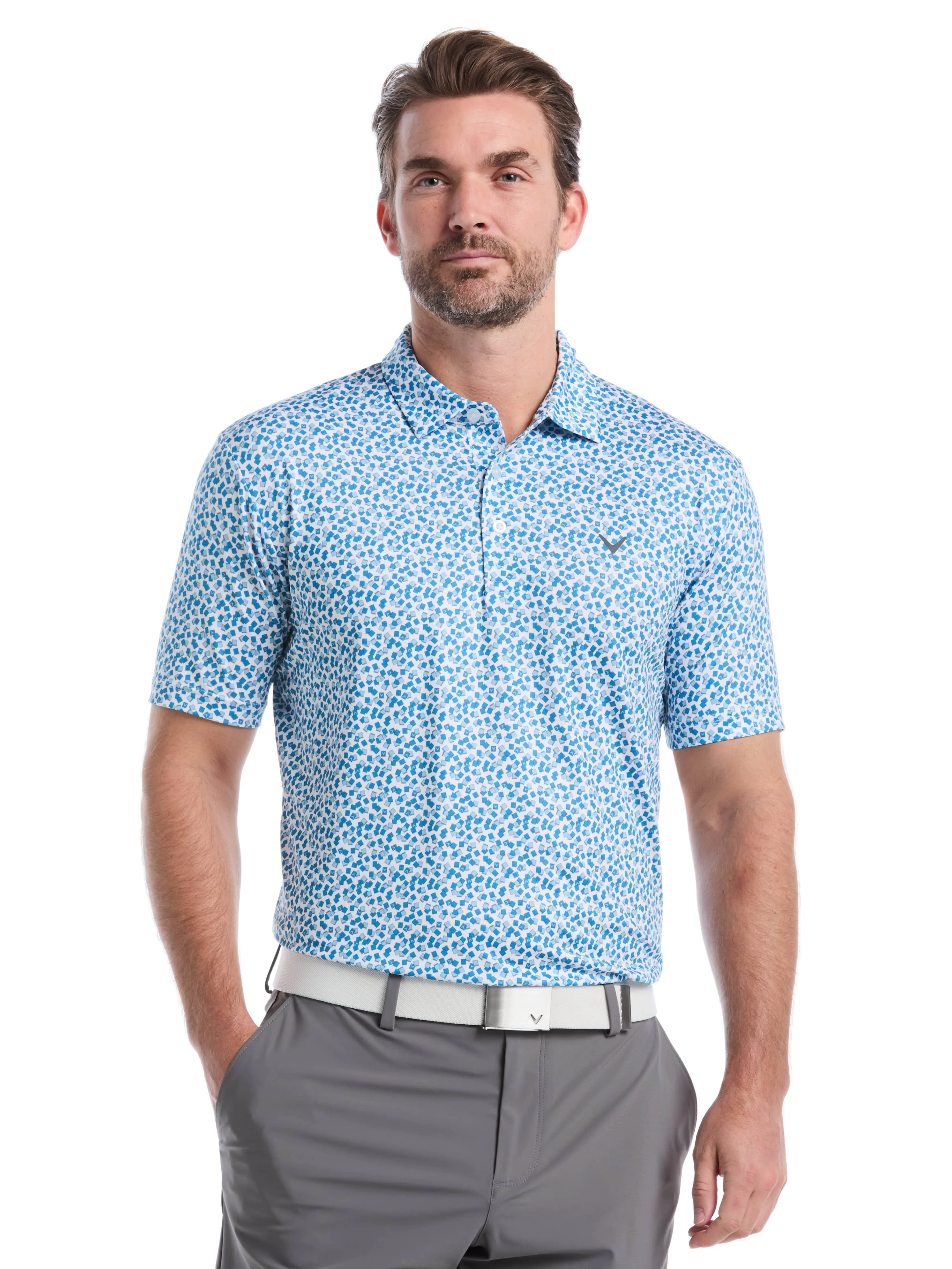 Golf Apparel Formal Edge Mens Polaroid Confetti Print Polo