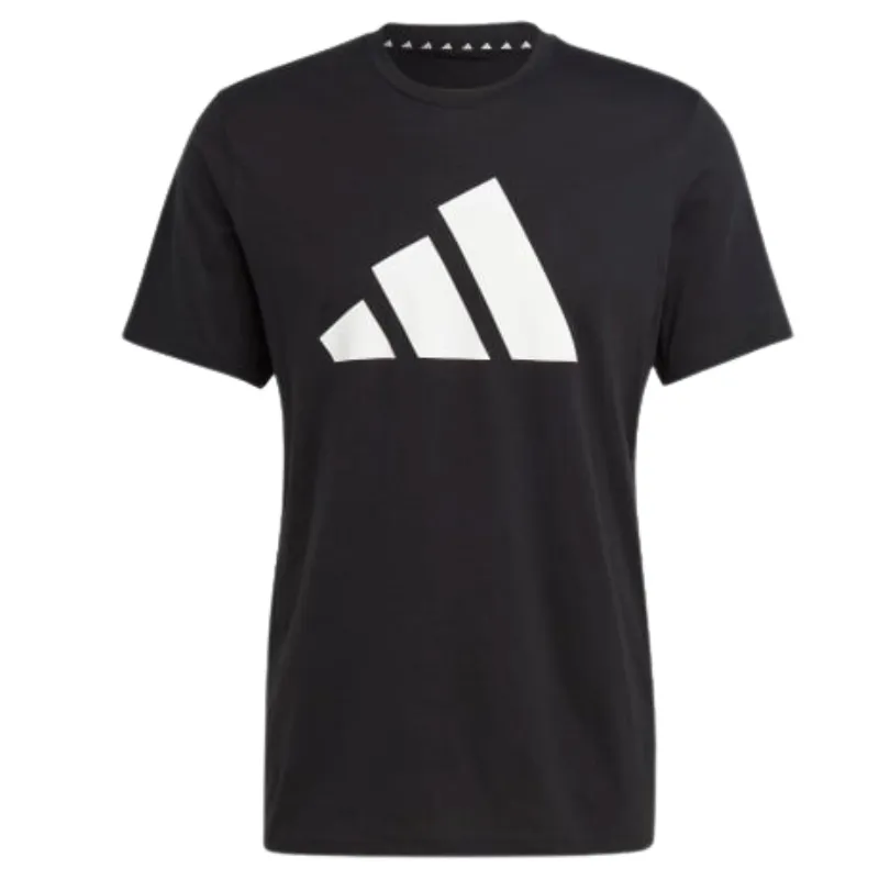 Layered Shoulder Design Adidas Train Essentials Feelready Logo Training Men Tennis Tee  - Black/White