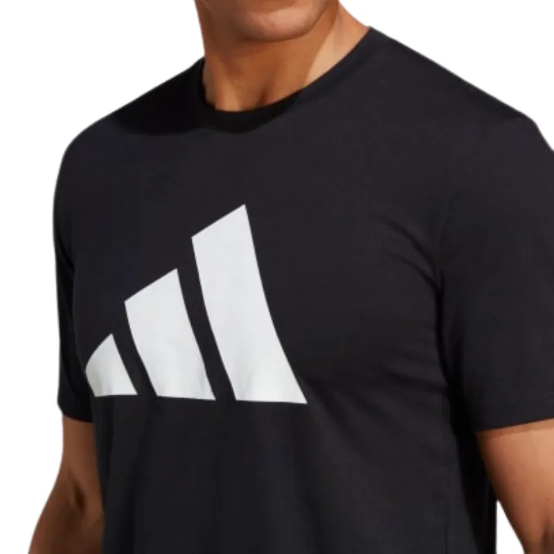 Adidas Train Essentials Feelready Logo Training Men Tennis Tee  - Black/White Abstract print