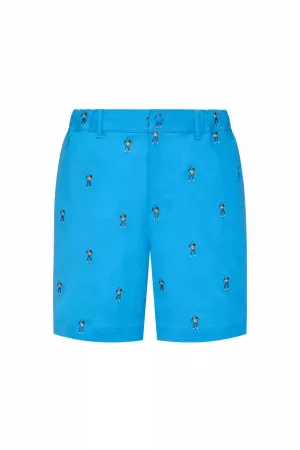 Roll Resistant Waist Flexible Pocket Placement Embroidered Woven Short
