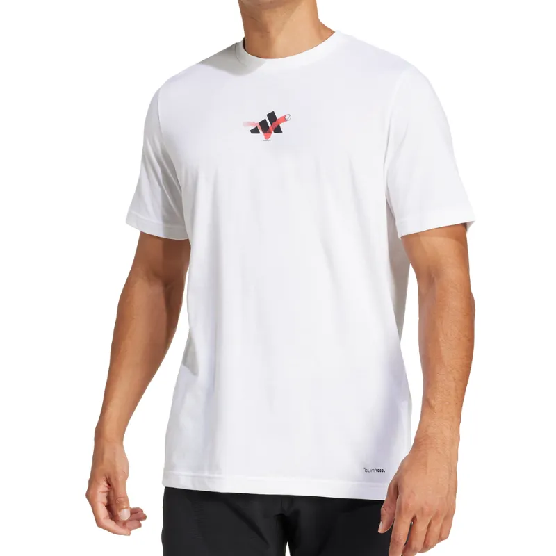 Adidas 3B G Men Tennis Shirt - White Thermal regulation