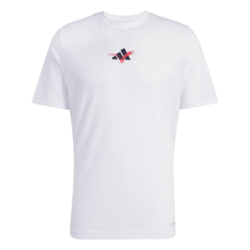 Compact Stitch Pattern Adidas 3B G Men Tennis Shirt - White