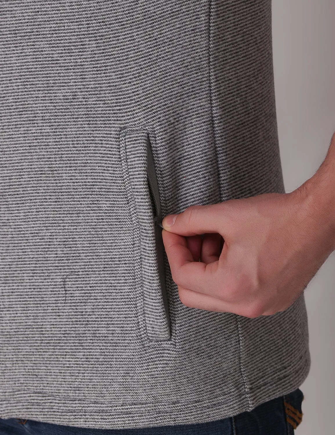 Ultra-Warm Fleece Jacket - Melange Light Grey Love Energy
