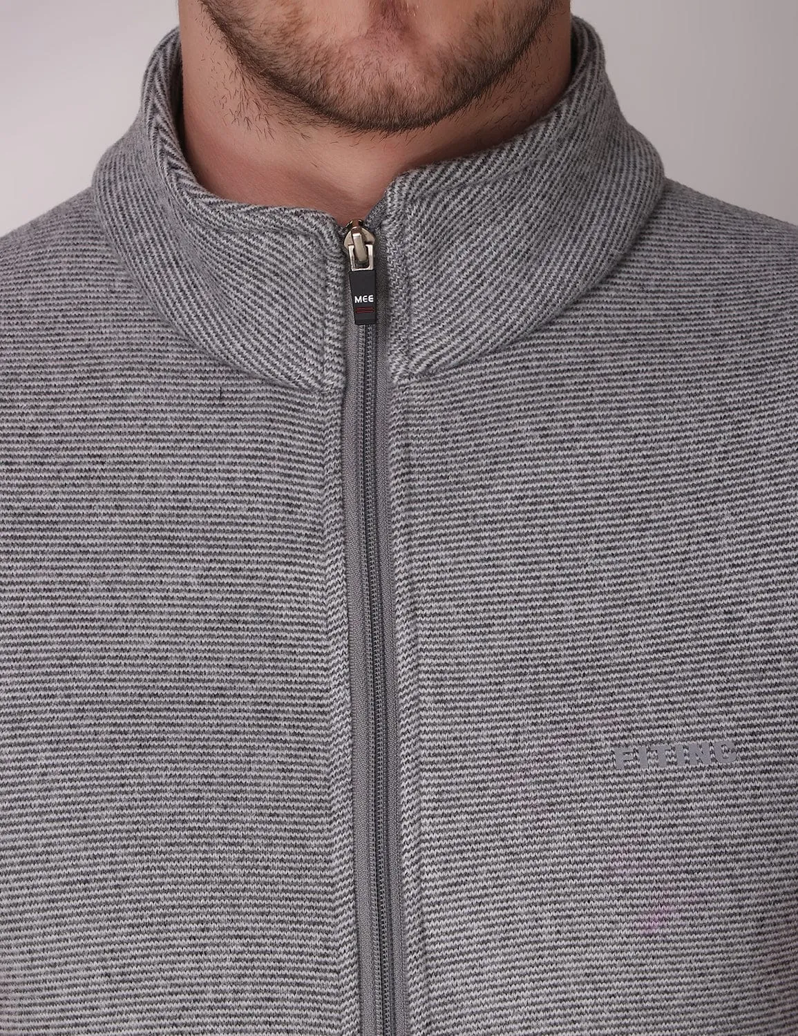 Ultra-Warm Fleece Jacket - Melange Light Grey StretchWaistband ComfortWaistband