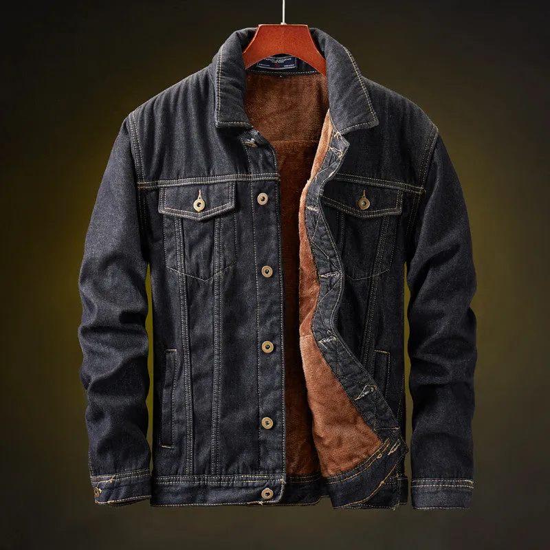 West Louis? Cowboy Fleece Denim Jacket Thick Glow