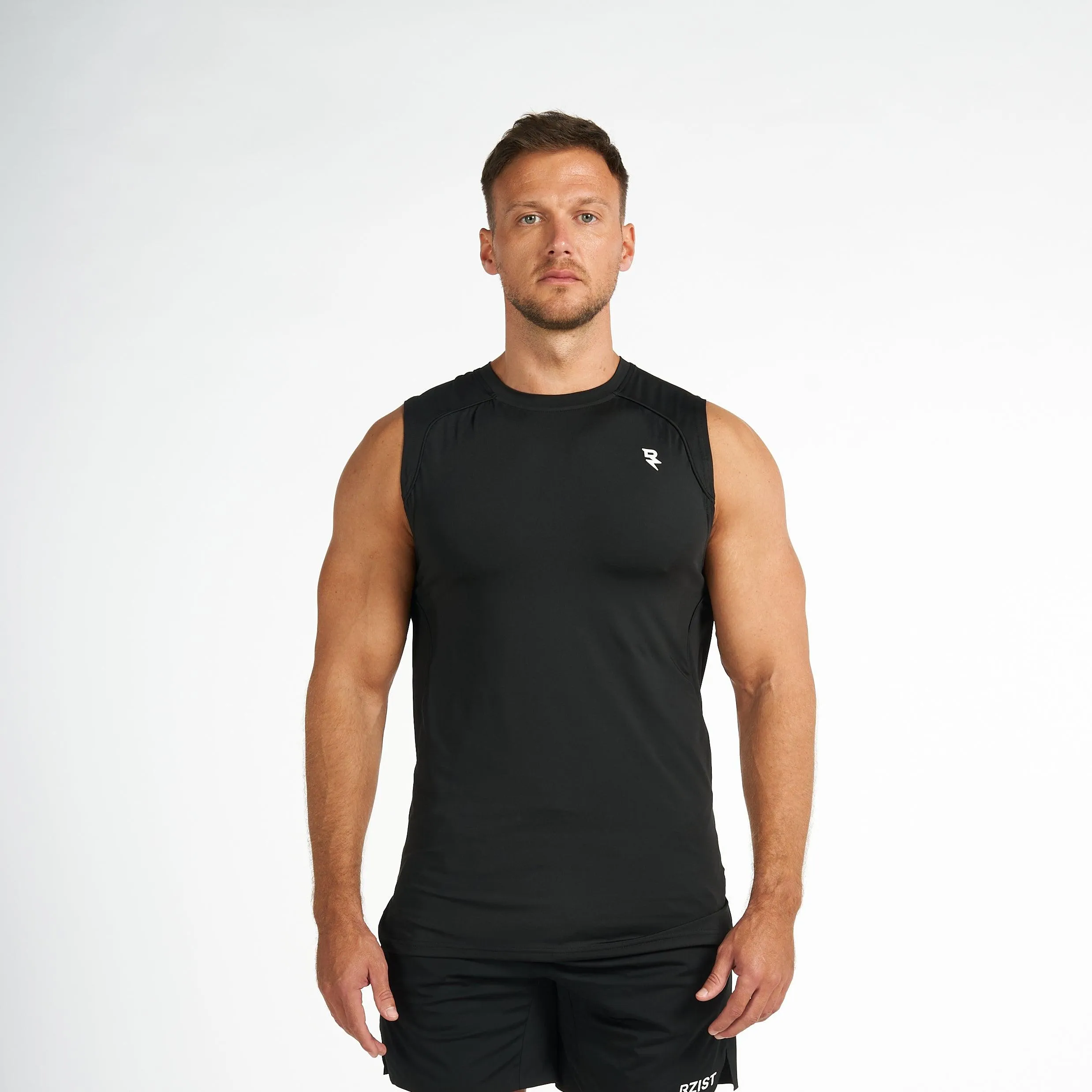 Sleeveless T-Shirt - Jet Black Cotton Blend
