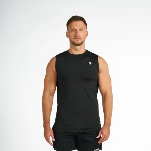 Sleeveless T-Shirt - Jet Black Cotton Blend