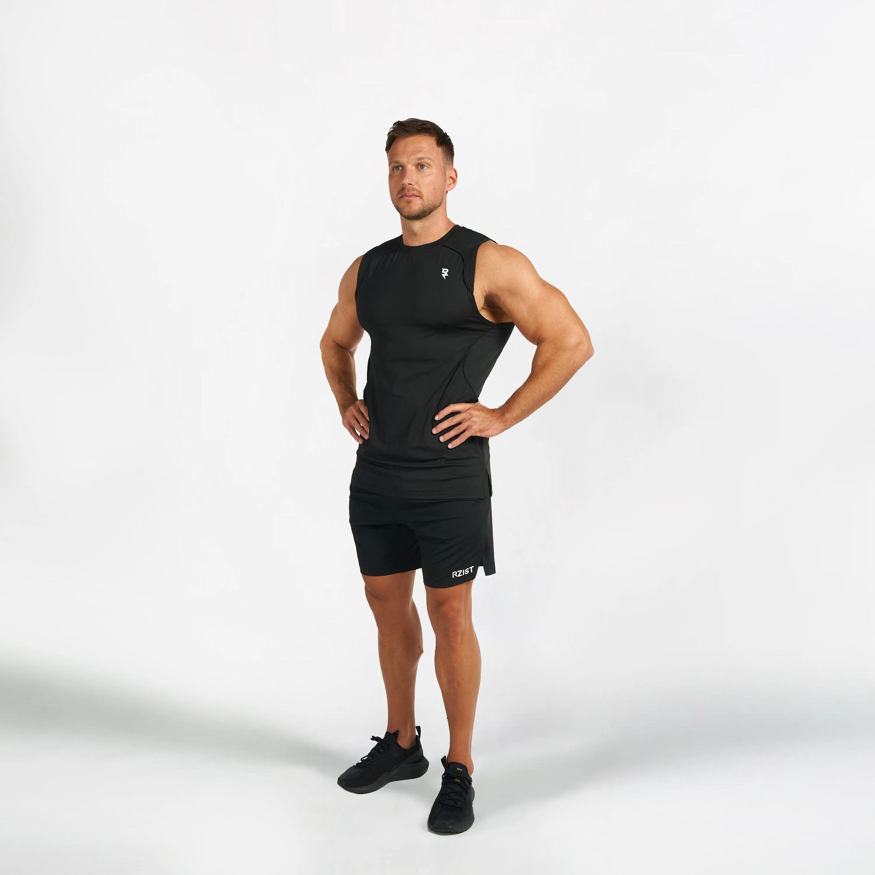 Simple Comfort Wear Relaxed Wearable Sleeveless T-Shirt - Jet Black