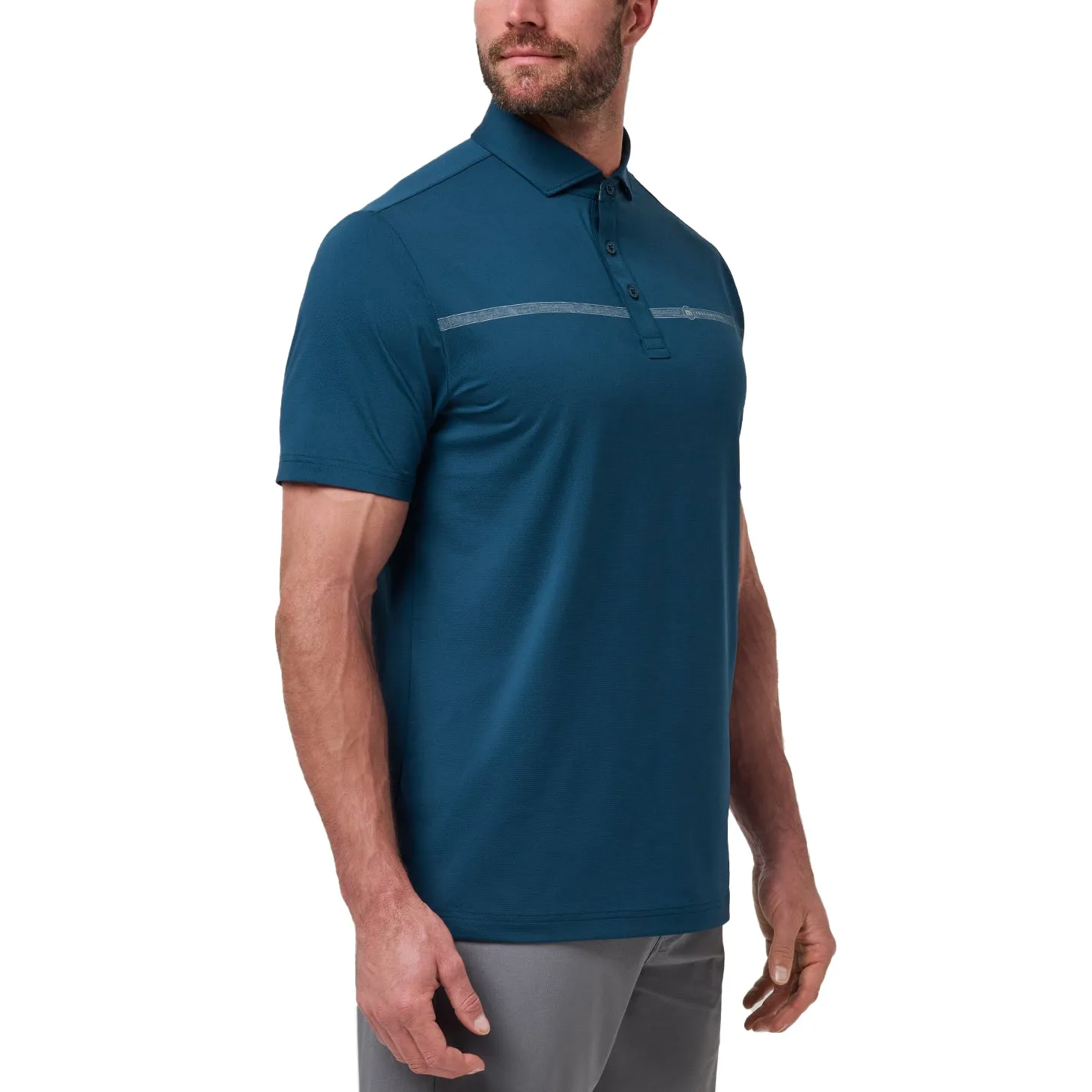 Comfort Wearable Durable Comfort Travis Mathew Heater Pro Chest Stripe Golf Shirt - Titan