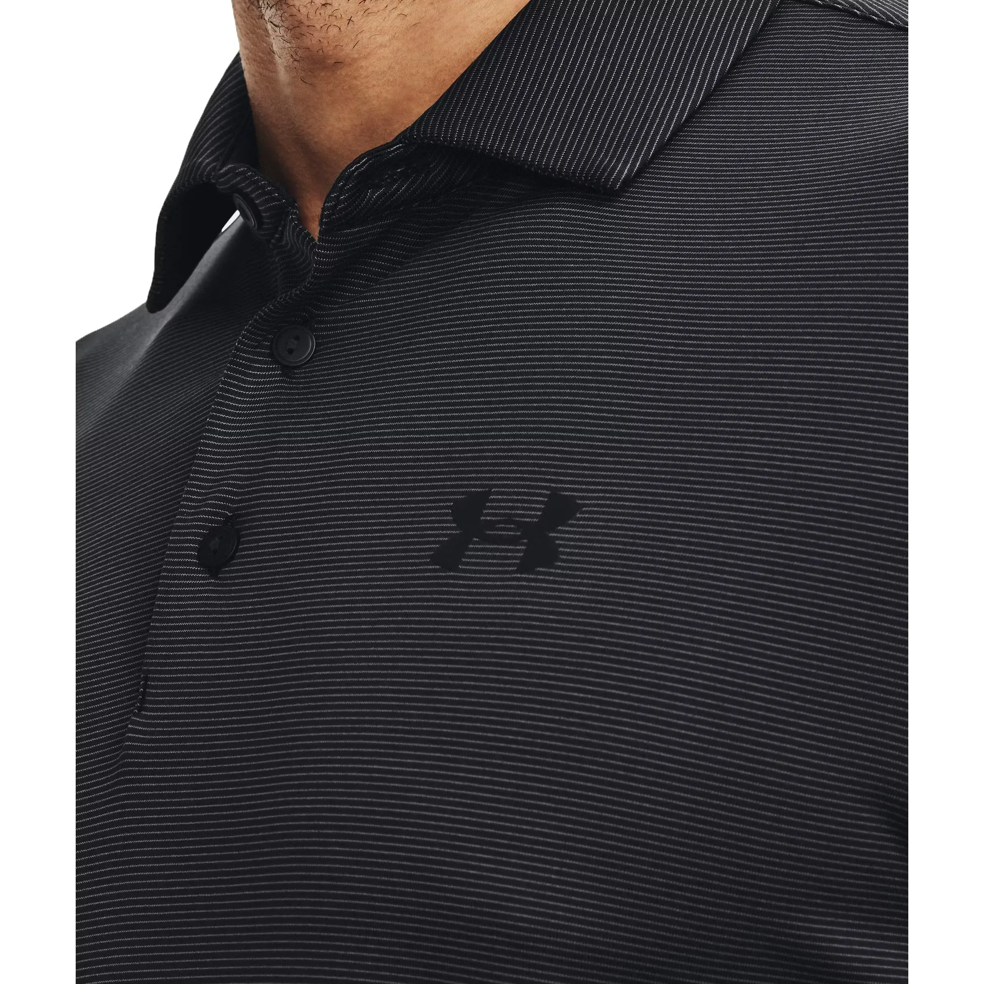 Under Armour Playoff 3.0 Stripe Polo Golf Shirt - Black/Pitch Grey Stylish Basics Active Design