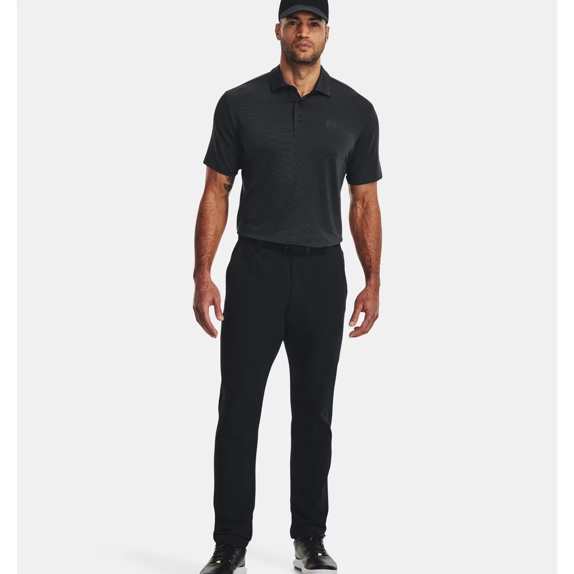 Comfort First Comfy Flex Under Armour Playoff 3.0 Stripe Polo Golf Shirt - Black/Pitch Grey
