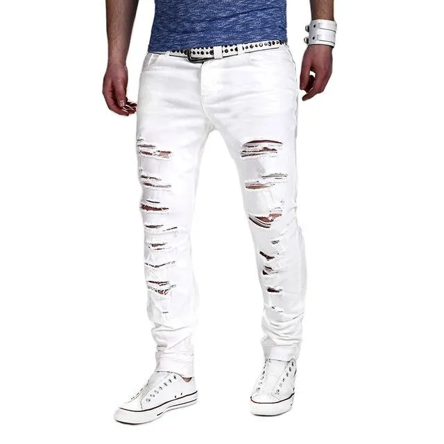 Streetwear Fan Evening Stroll Elegant West Louis? Designer Ripped Slim Jeans
