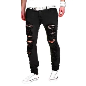 West Louis? Designer Ripped Slim Jeans Comfy Waist Fit